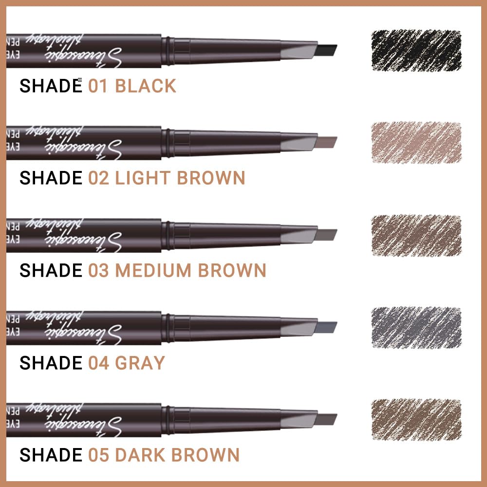 Retractable Eyebrow Pencils for Women, Waterproof Ash Gray Eye Brow Pen Brow Brush for Eye Makeup, Dual-Sided Soft Ultimate Definer Pencils, Fine Tip lapiz de cejas