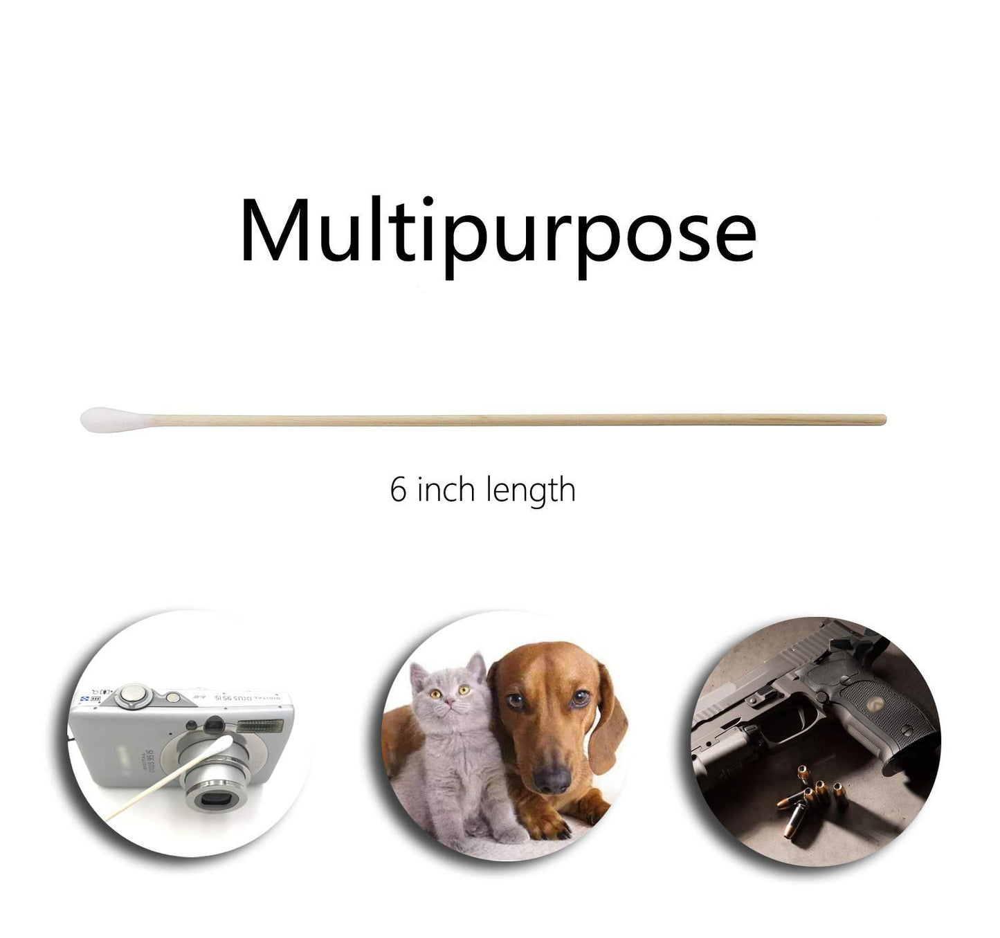 6" Long Cotton Swabs 1400pcs for Makeup, Gun Cleaning or Pets Care