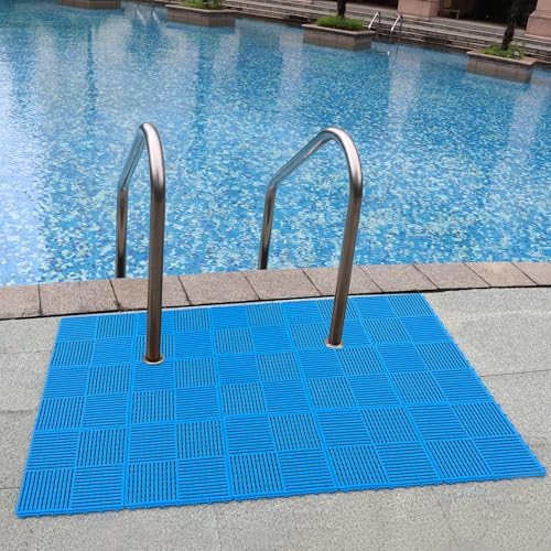 9 Pack Modular Interlocking Tiles Double Non-Slip 12"x12" Blue - Image 4