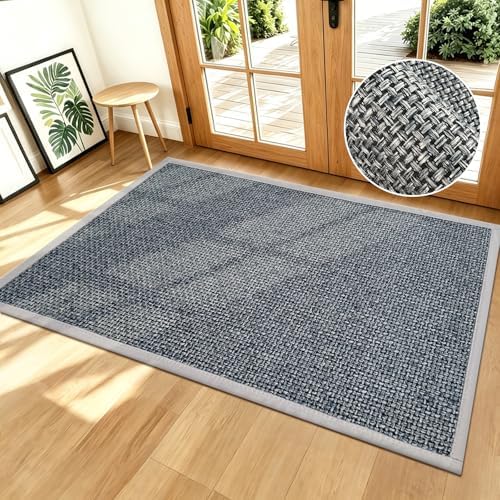 Braided Rug Doormat Grey 31"x47", Non‑Slip Rug by winolive