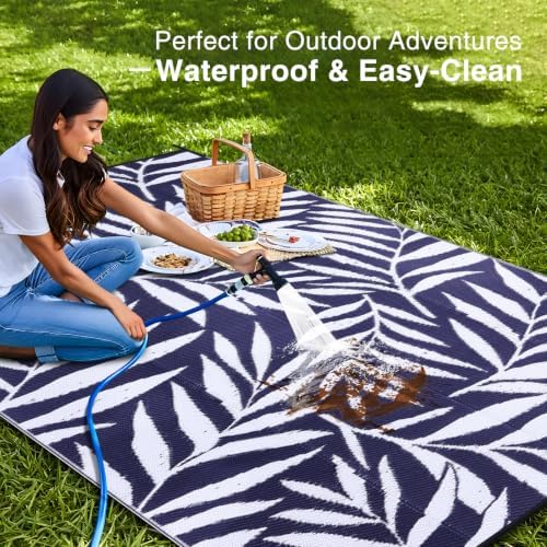OLANLY Outdoor Rug 6x9 ft Waterproof Reversible Leaf Mat - Image 3