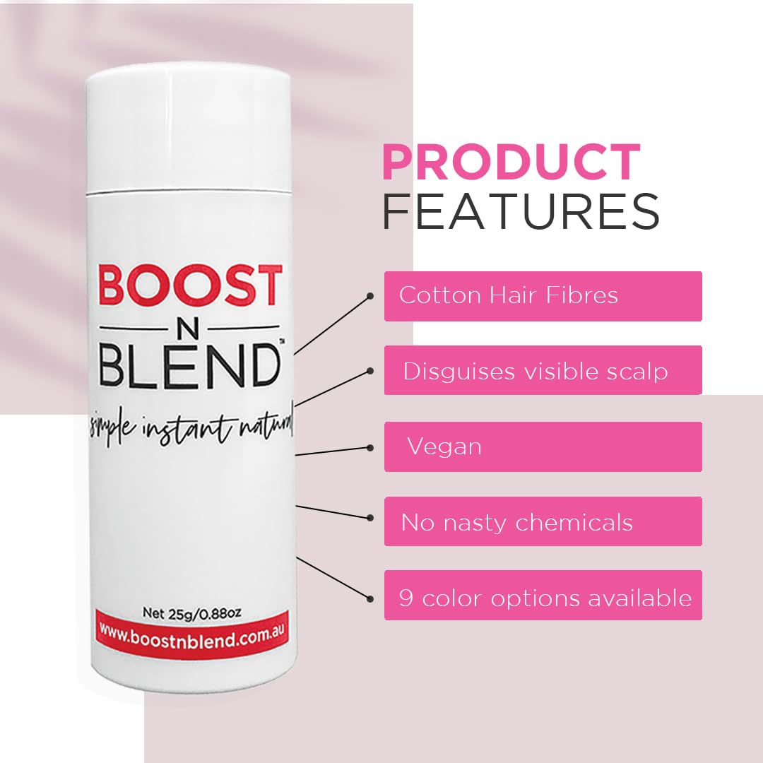 Boost N Blend Scalp Hair Concealer, Powder, Female Cotton Hair Fibers for Thinning & Visible Scalp - Volumizer for Women (25g/0.88oz)