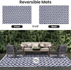 Smiry Outdoor Rug 9x18 ft Waterproof Reversible Boho Mat - Image 3