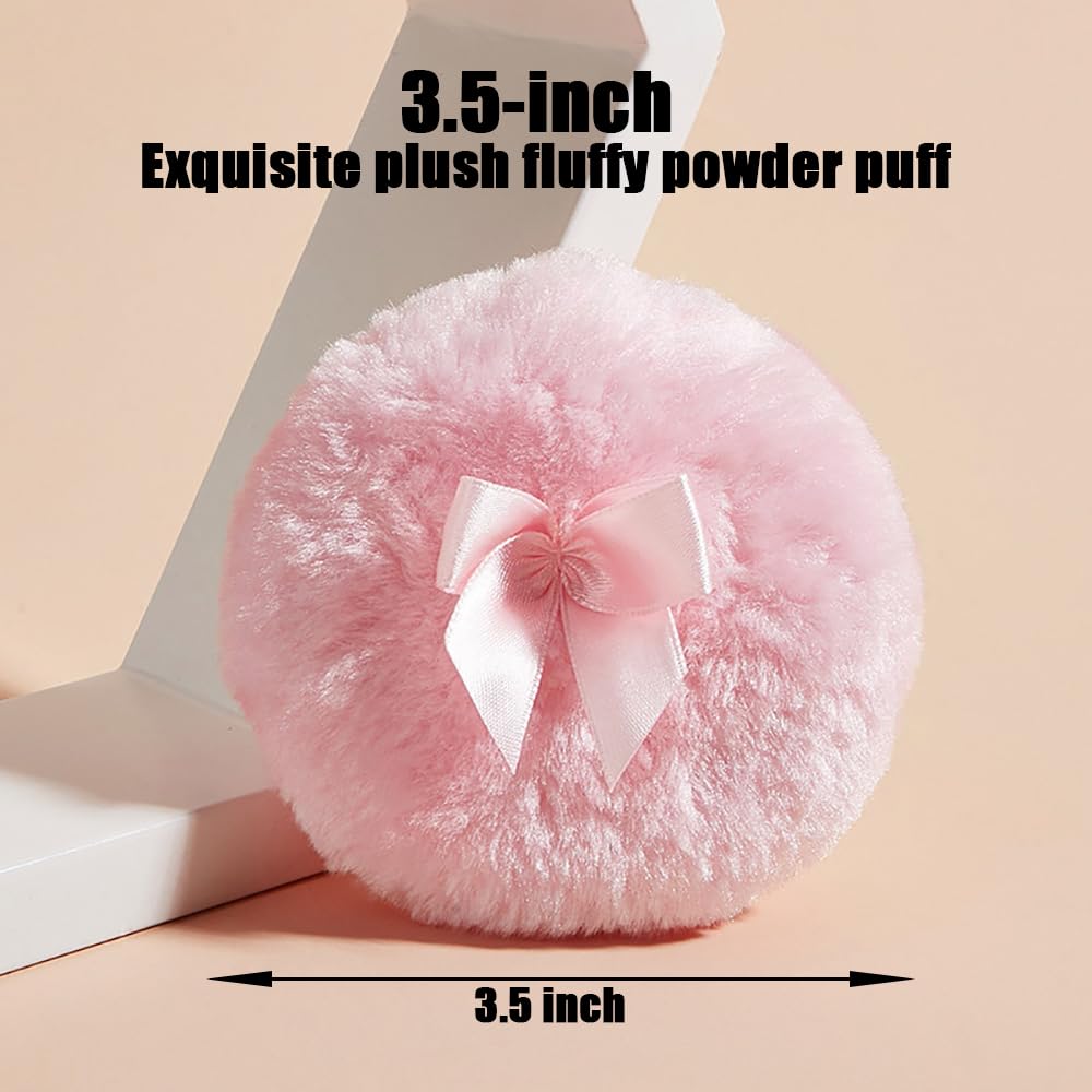 Luxury 4 Inch Glass Powder Container with 2 Soft 3.5" Puffs｜Non-Sealed Refillable puff Jar｜ Loose Powder Storage(Butterfly-Amberl)