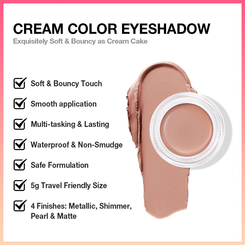 evpct Matte Nude Brown Single Cream Eye Shadow Palette Pot Makeup for Older Women, Highly Pigmented Monochrome Cream to Powder Eyeshadow Palette Matte Liquid eyeshadow, Natural Waterproof Blendable