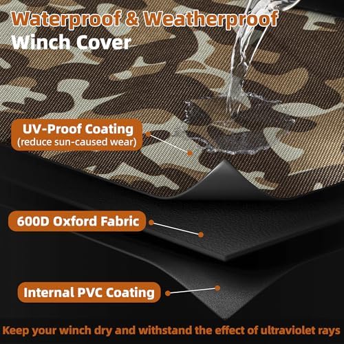 Waterproof Winch Cover for 8500-12000 lb Winches, Camouflage - Image 5