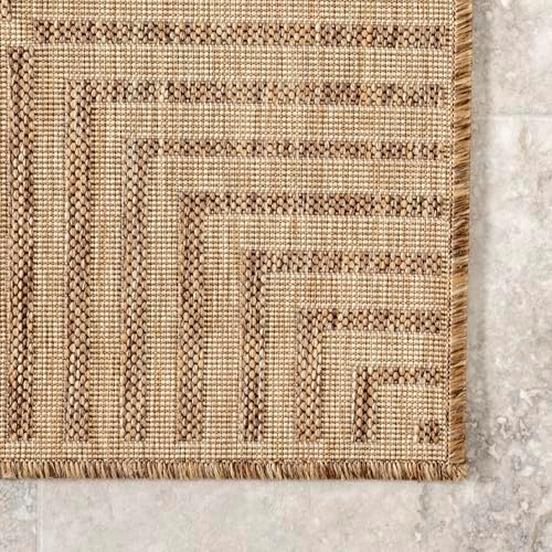 nuLOOM Asha Light Brown Bordered Indoor/Outdoor Area Rug - Image 4