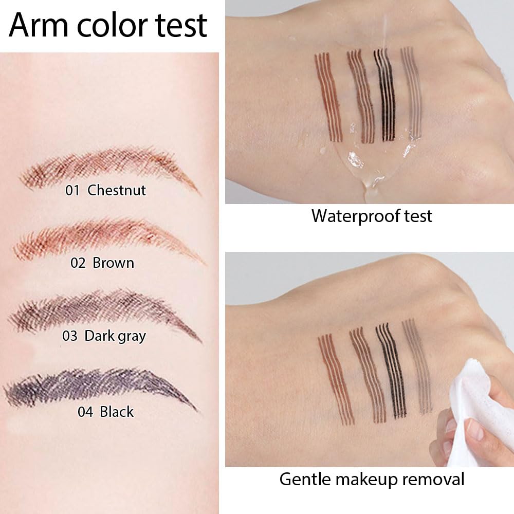 Eyebrow Ink Pencil by Brow Stylist -Micro 4 Point Brow Pen Lift & Snatch Eyebrow Pen Kits with 3 Eyebrow Stencil Long-Lasting Waterproof Natural Eyebrow Hair (2Pcs 02# brown&03# dark grey)