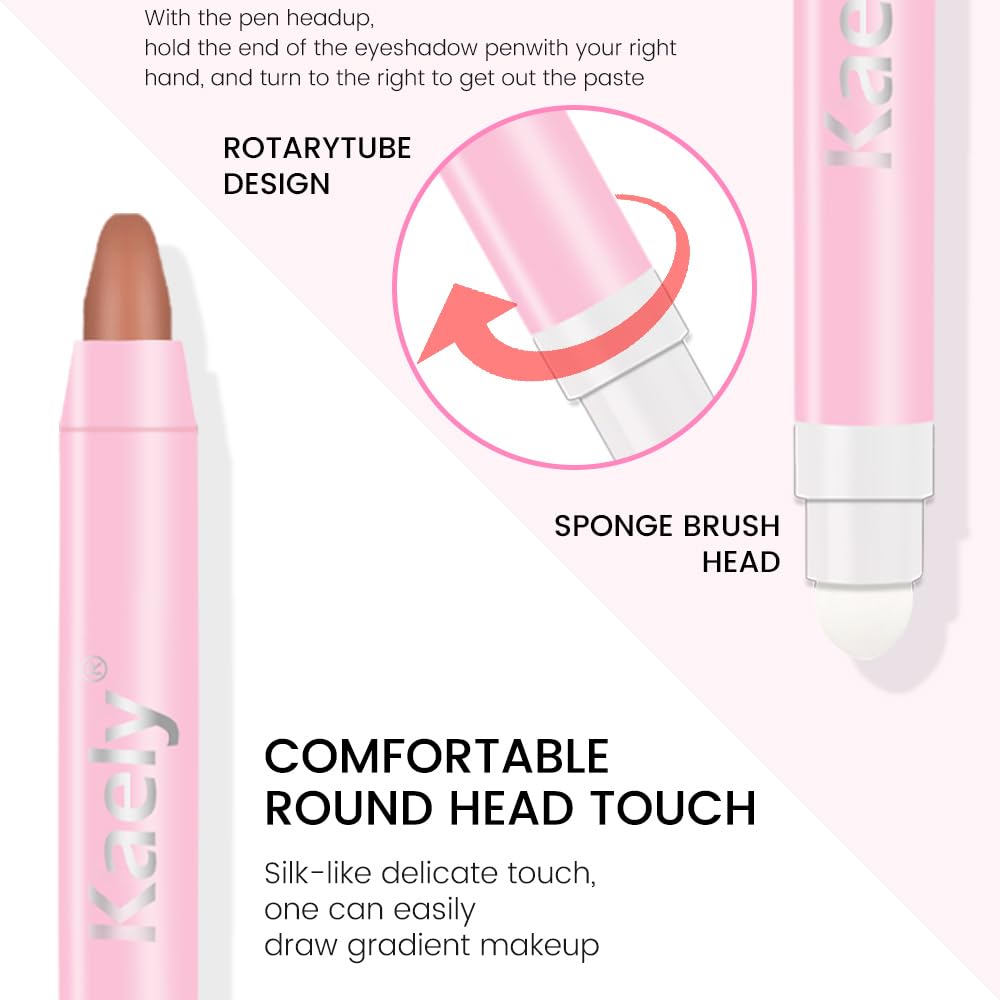 Kaely 2in1 Cream Eye Shadow Brightener Sticks for Eyes, Pencil Eyeshadow Applicator Stick Waterproof Pigmented, Eye Shadow Palette Highlighter Makeup, sombras para ojos, 30 Caramel Matte