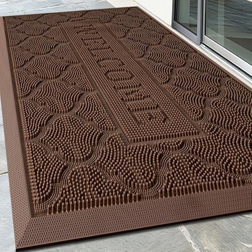 FRAMICS Front Door Mat Outside Entrance, Rubber Door Mats Welcome 24"x36" by FRAMICS