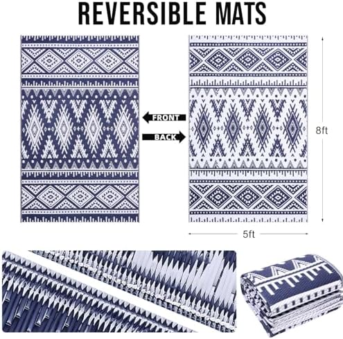OLANLY Outdoor Rug 5x8 ft Waterproof Reversible Boho Mat - Image 2