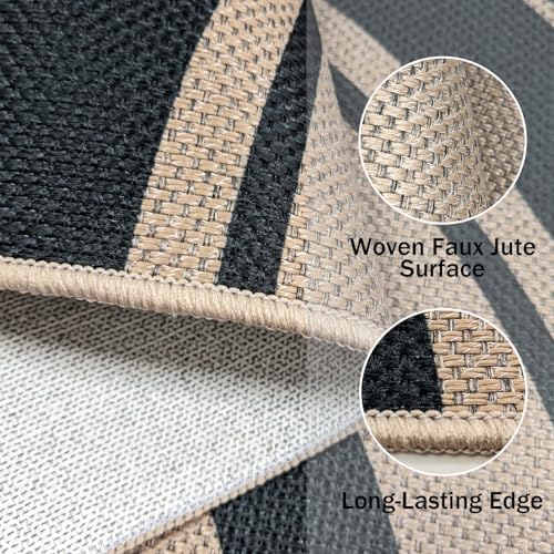 Easy Jute Rug 2.6x5Ft Half Round Rainbow Carpet - Image 6