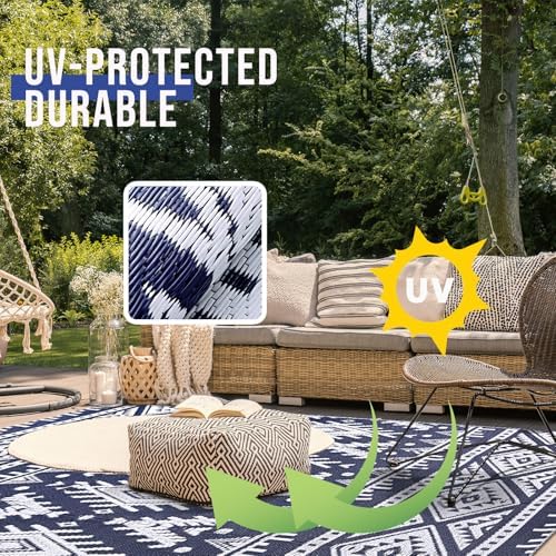 OLANLY Outdoor Rug 5x8 ft Waterproof Reversible Boho Mat - Image 4