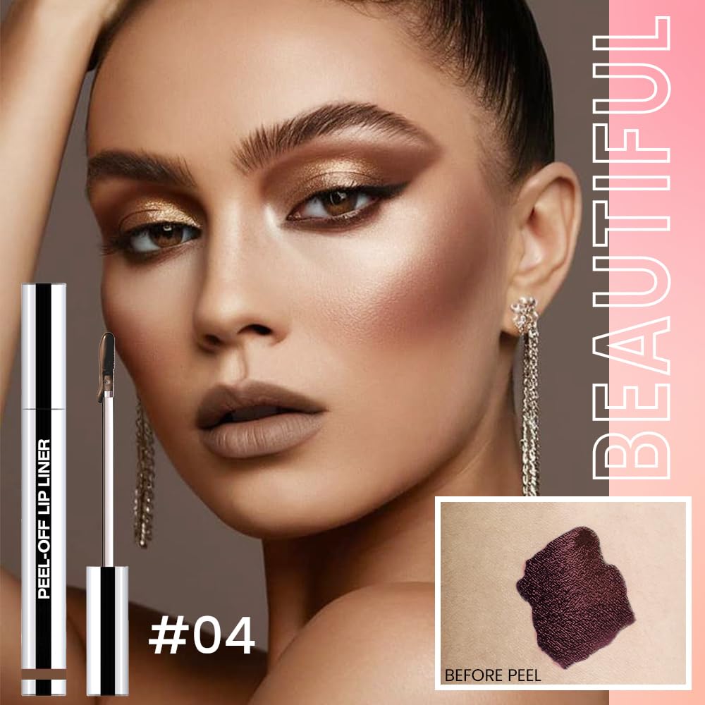 3Pcs Peel Off Matte Liquid Lip Gloss Stain-Lip Liner with Tweezer, Peel Off Lip Stain, Long Lasting & Waterproof Lipstick Tattoo, Transfer-Proof Lip Gloss for All Skin Types (03#+04#+05#, 3Pcs)