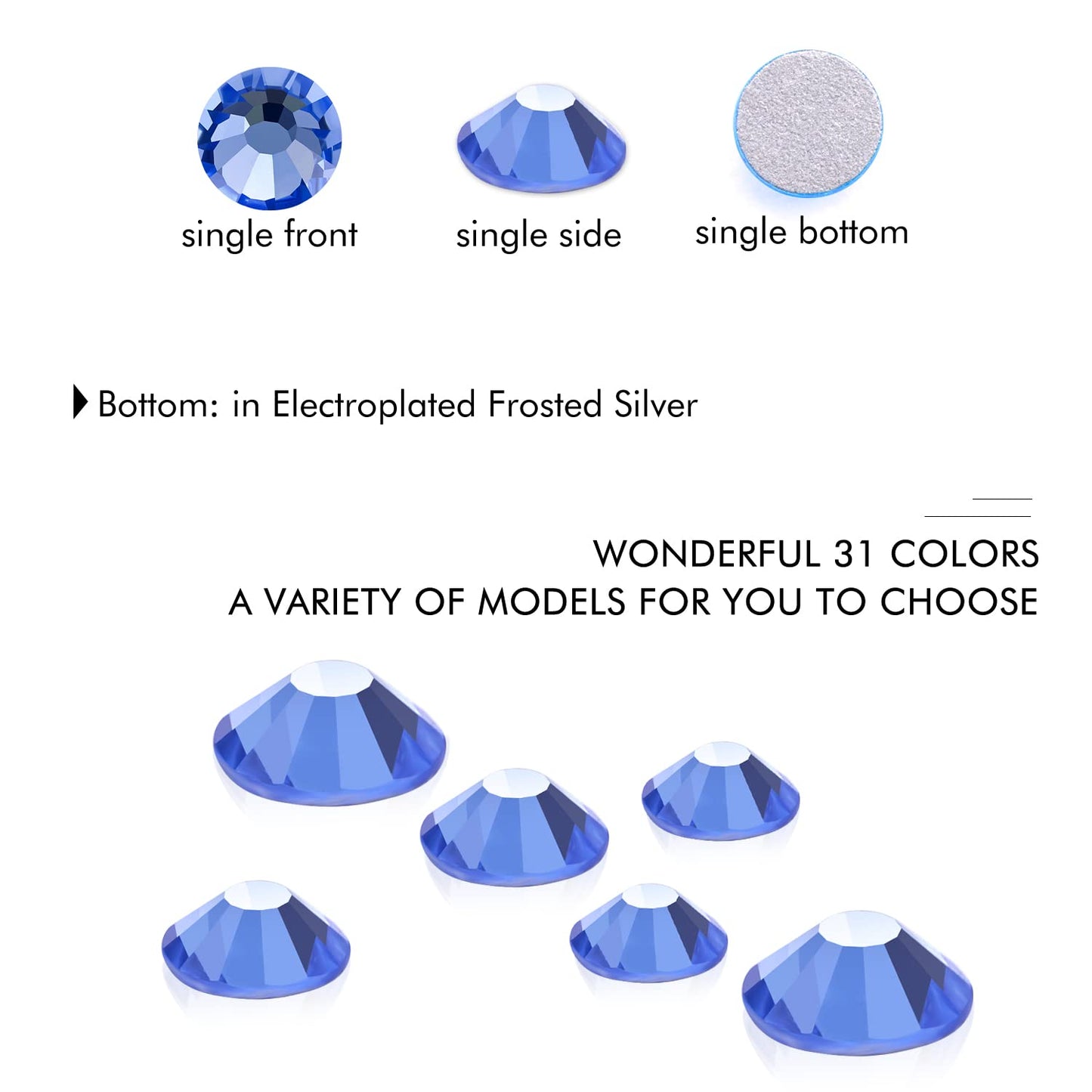 3000Pcs Light Blue Crystal Rhinestones,Glass Flatback Rhinestones Gemstones Mini for Nail Face Makeup Art Crafts Clothes Decoration - (SS10,2.8mm,Light Blue)