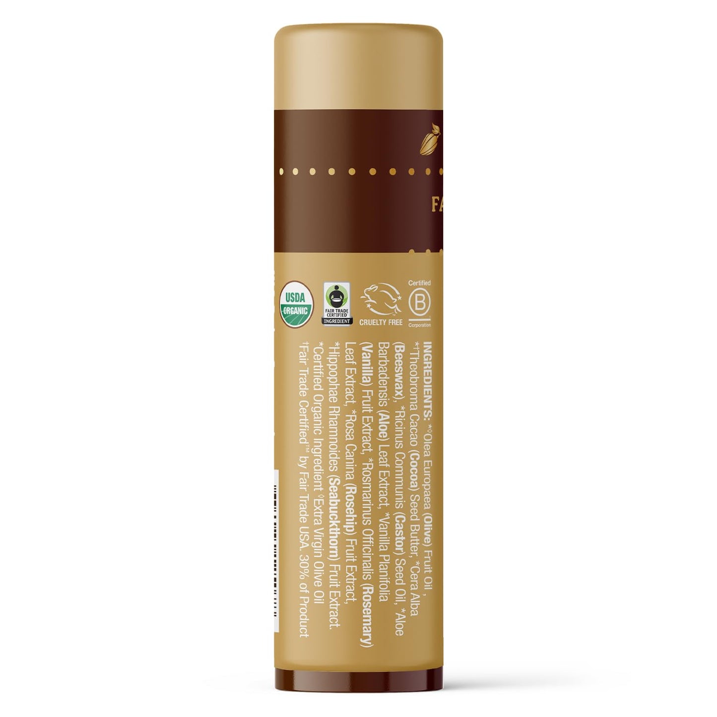 Badger Vanilla Bean Cocoa Butter Lip Balm, Long Lasting Hydrating Lip Care, 100% Organic Lip Balm, Large Size Stick, 4-pack