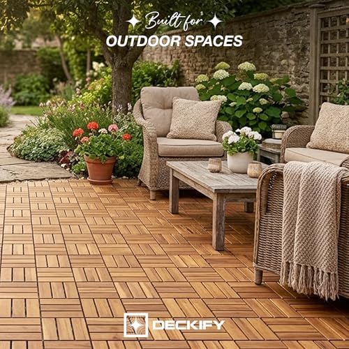 9-Piece Acacia Wood Interlocking Deck Tiles - Image 4