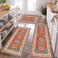 HEBE Boho Kitchen Rugs Set of 3, Non Slip Washable Kitchen Mats by HEBE