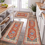 HEBE Boho Kitchen Rugs Set of 3, Non Slip Washable Kitchen Mats by HEBE