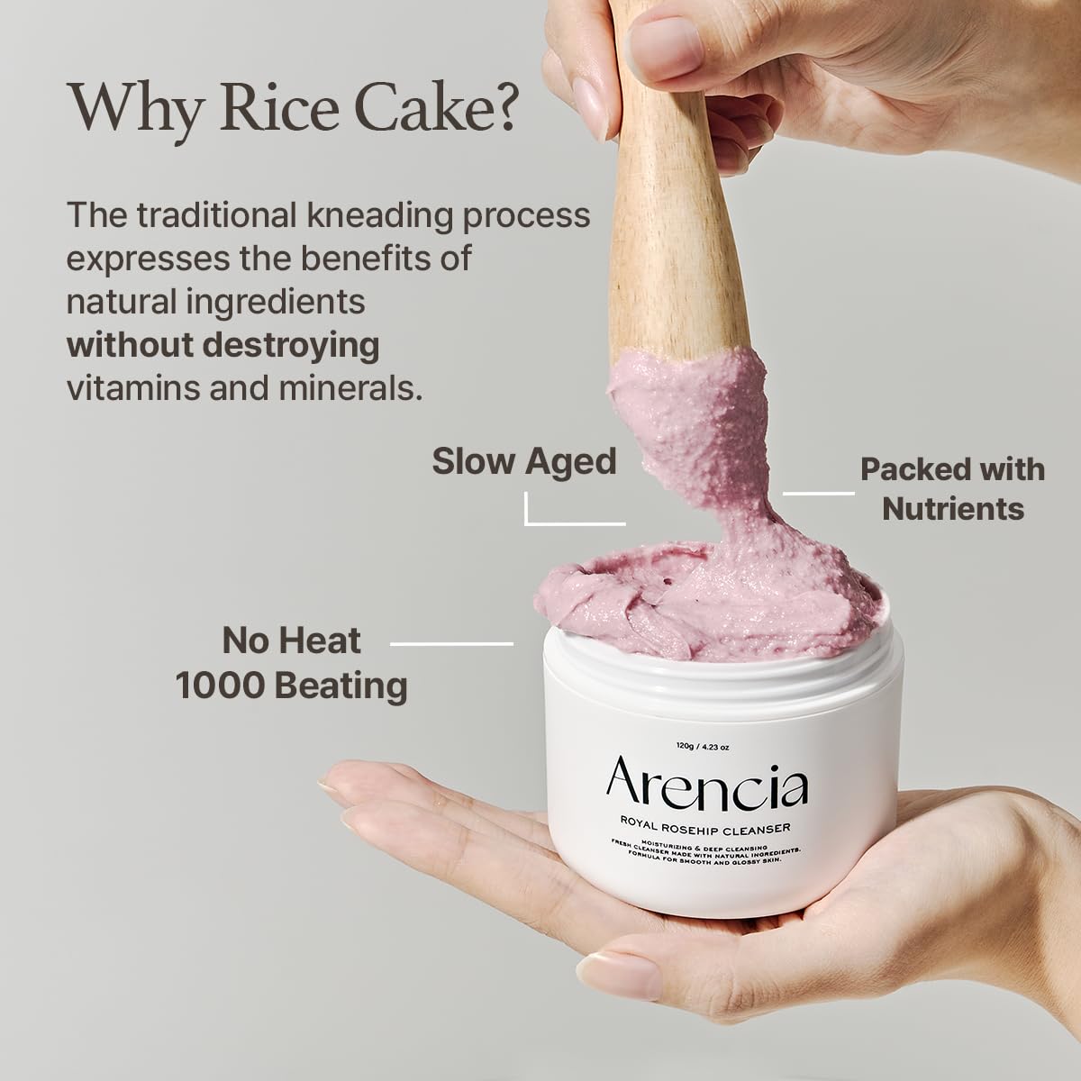 Rosehip Brightening Rice Mochi Face Cleanser & Daily Scrub - Moisturizing, Exfoliating & Deep-Cleansing - All Skin Types with Rice Powder & Rice Water (1.76oz)