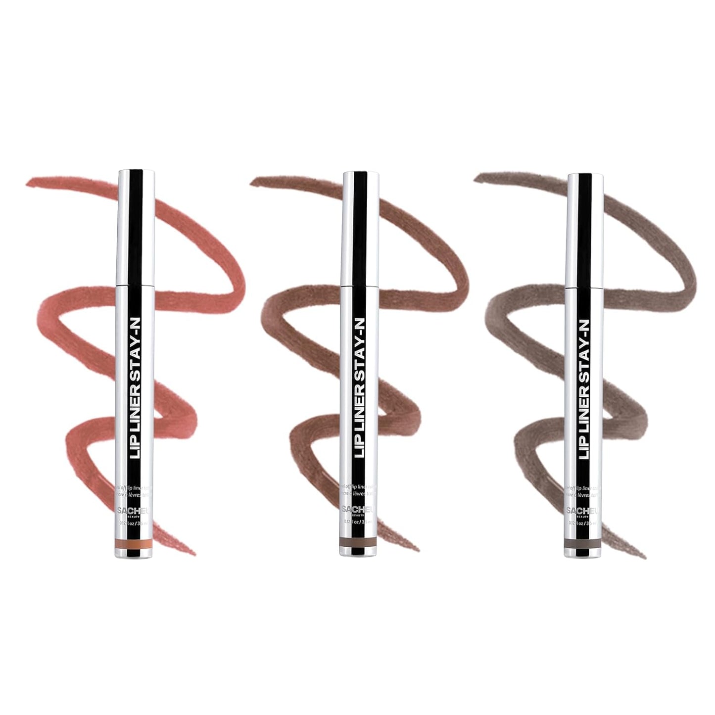 Sacheu Lip Liner STAY-N Peel Off Lip Stain — Long Lasting Matte Lip Tattoo Transfer Proof Lipstain Infused with Hyaluronic Acid & Vitamin E for All Skin Types — Vegan & Cruelty-Free, Deep Bundle