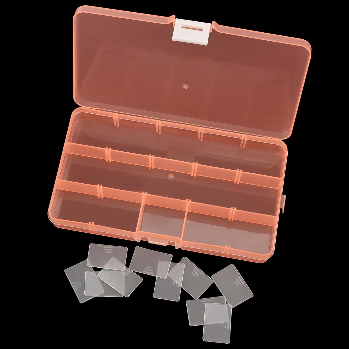 KINJOEK 32 Pack 15 Grids Plastic Bead Organizer Bulk Containers Storage, Adjustable Divider Diamond Jewelry Craft Painting Storage Case, Colors Small Fishing Tackle Box for Sewing Cross