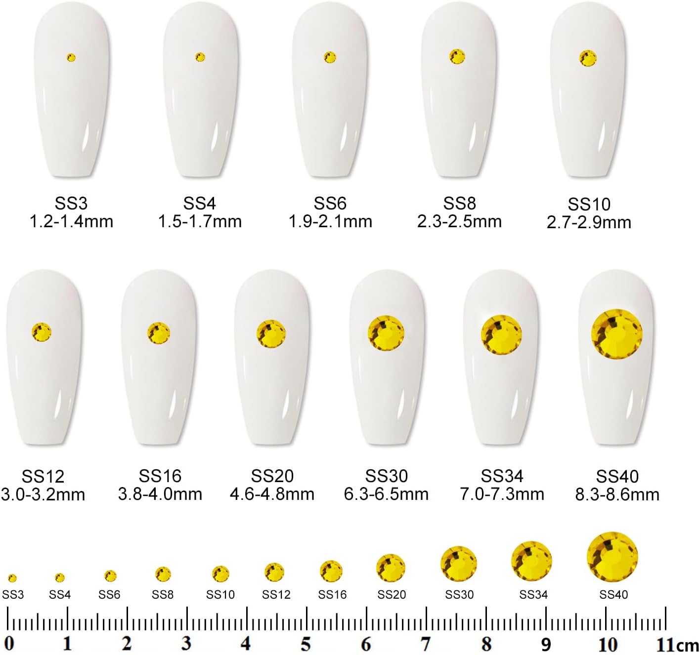 400PCS SS30 Flatback Rhinestones | 12-Facet Diamond-Cut Glass Gems for Nail Art, Clothing, DIY Crafts |Glue-On Decoration Stones with Silver Backing(Citrine)