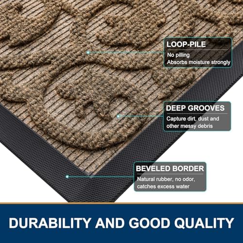 Smiry Front Door Mat Outside Entrance, Low Profile Rubber Doormat - Image 4