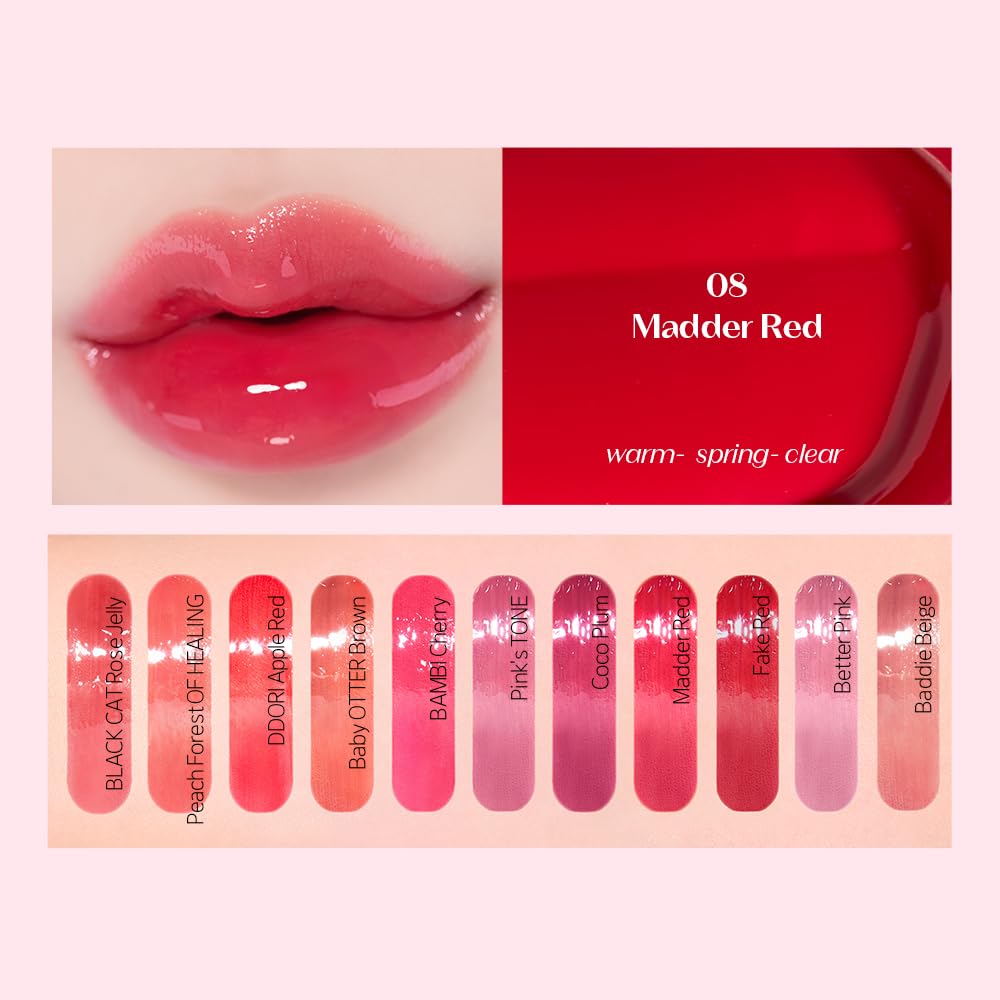 ETUDE Over Growy Lip Stain Tint, Mudder Red, 0.1 oz (3 g), Lipstick, Glossy Finish, Highly Moisturizing, Melotint, Plush, Glossy, Volume, Vegan Certified