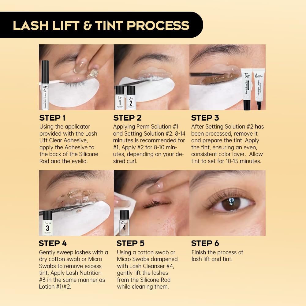 GOLLEE Lash Lift and Black Color Kit Brow Lamination Kit Black Eyelash & Eyebrow Set Eyelash Perm Kit With Detail Instruction and Complete Tools Easy For Beginner Achieve Salon-Quality at Home