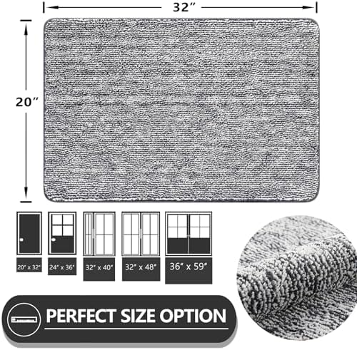 REFETONE Indoor Doormat 20"x32", Low-Profile Entrance Mat, Dark Grey - Image 2