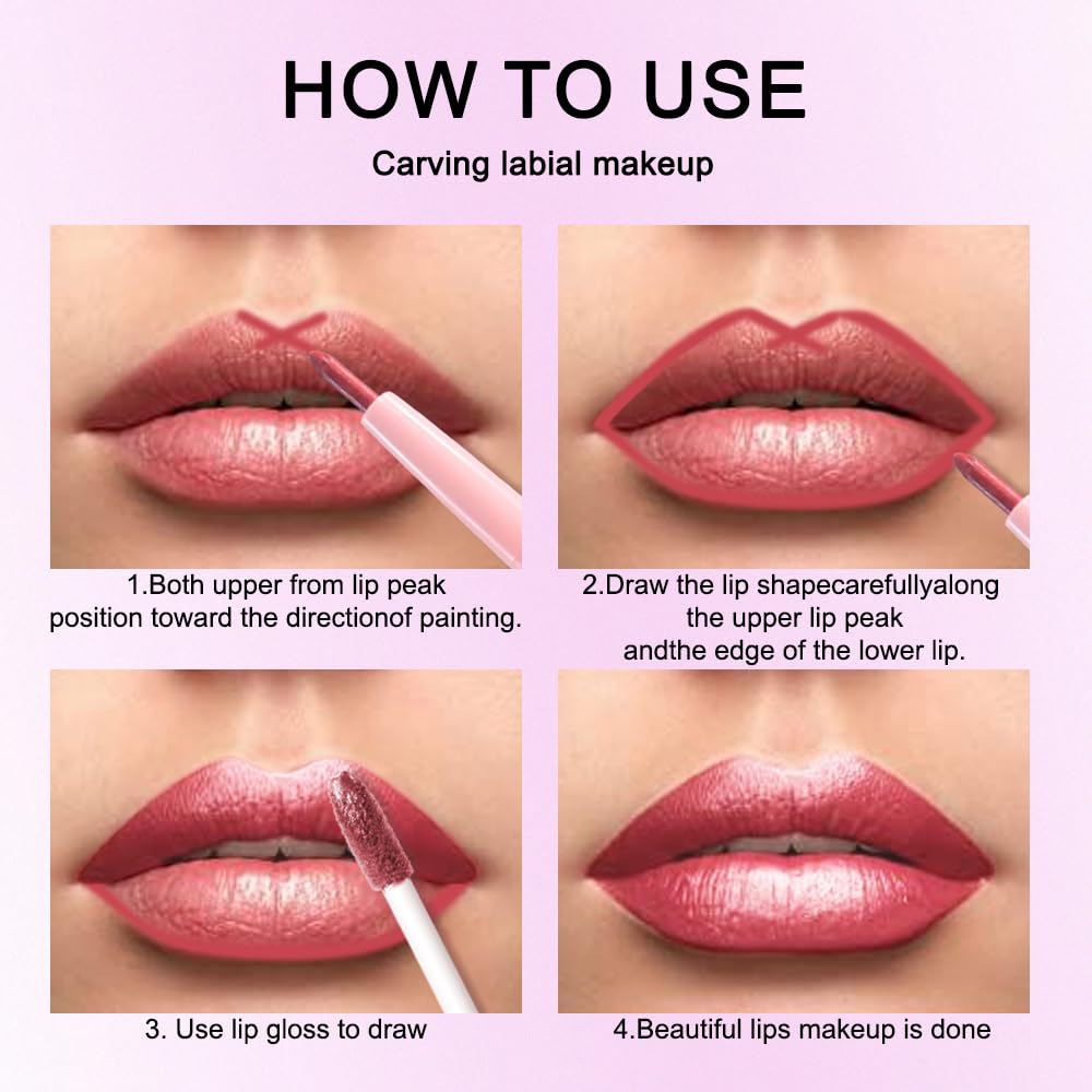 Kaely 2-in-1 Mauve Red Metallic Lipstick and Lip Liner, Shimmer Liquid Metallic Lipsticks for Women, Glitter Lip Gloss Stain Long Lasting Waterproof Smudge Proof 24 Hour, Vegan Makeup, 13