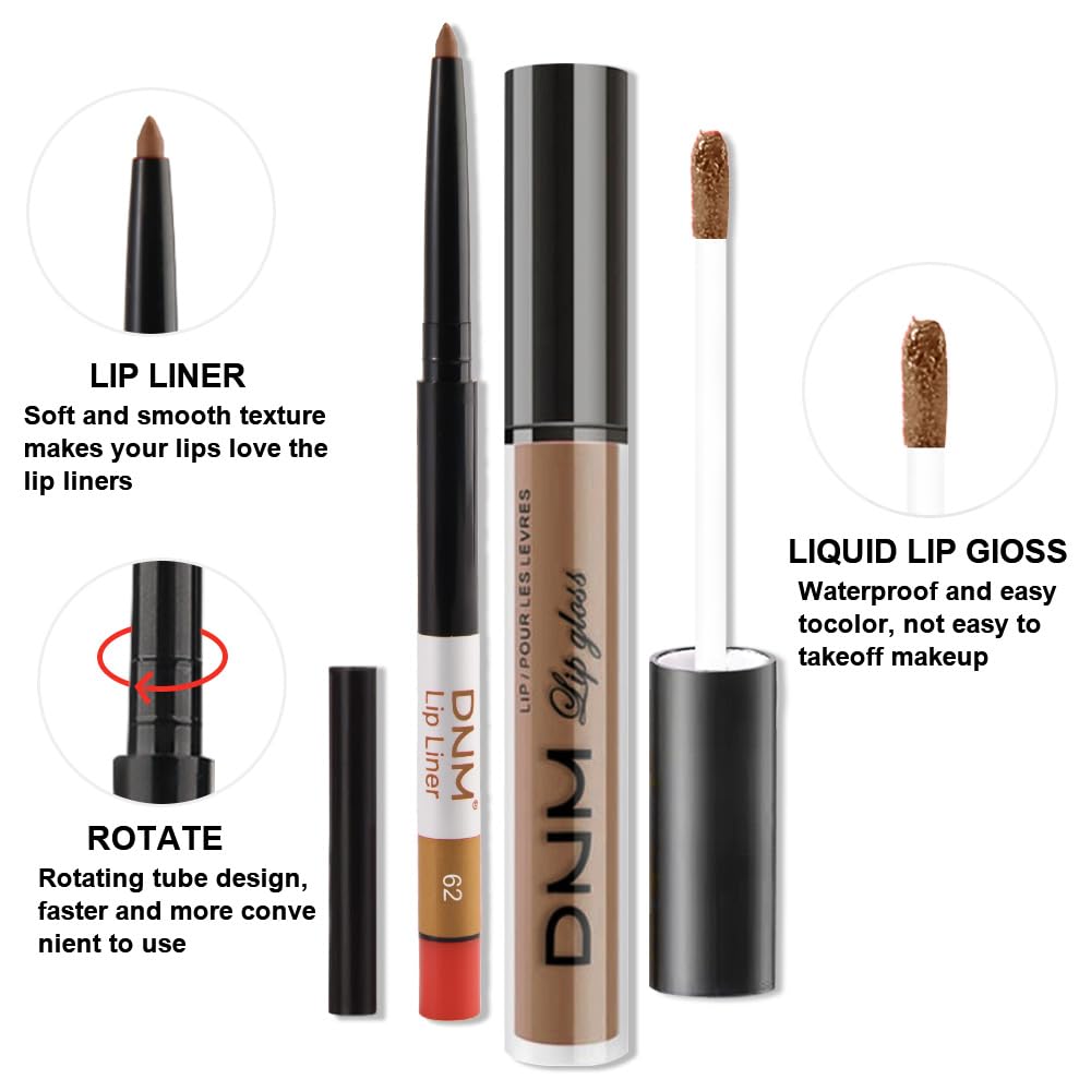 evpct 2Pcs Nude Matte Lip Liner and Lipstick Combo Set for Women, Nude Lip Combo Set Liquid Lips Stick Gloss and Lipliner Stains Set Long Lasting Waterproof, Lips Makeup 24 Hours labiales originales