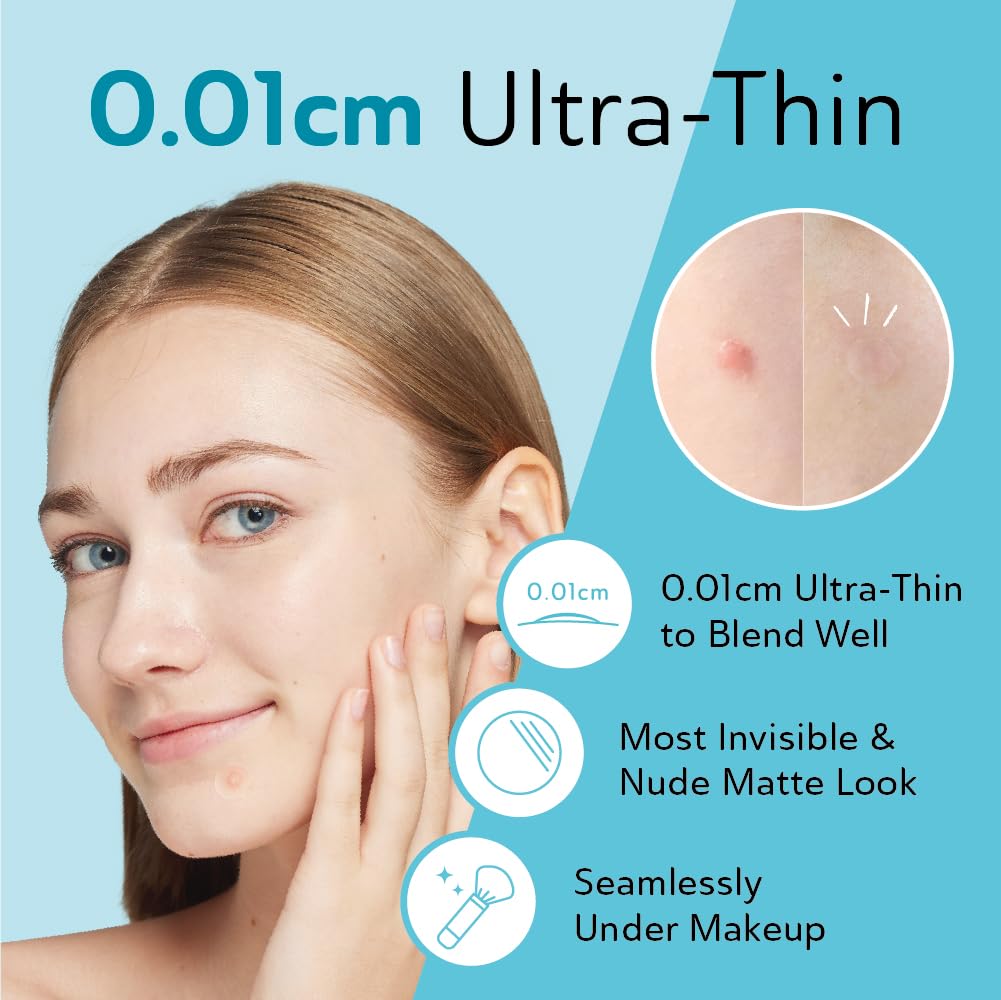 Invisible Pimple Patches for Cystic Acne - Ultra Thin Hydrocolloid Acne Patches & Zit Stickers, Cystic Acne Patch for Surface Blemishes - 48 Count - 2 Sizes Invisible Plus (Clear Patch)