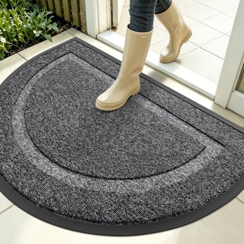 OLANLY Half Circle Front Door Mat Outside 35x23 All-Season Rubber Doormat by OLANLY