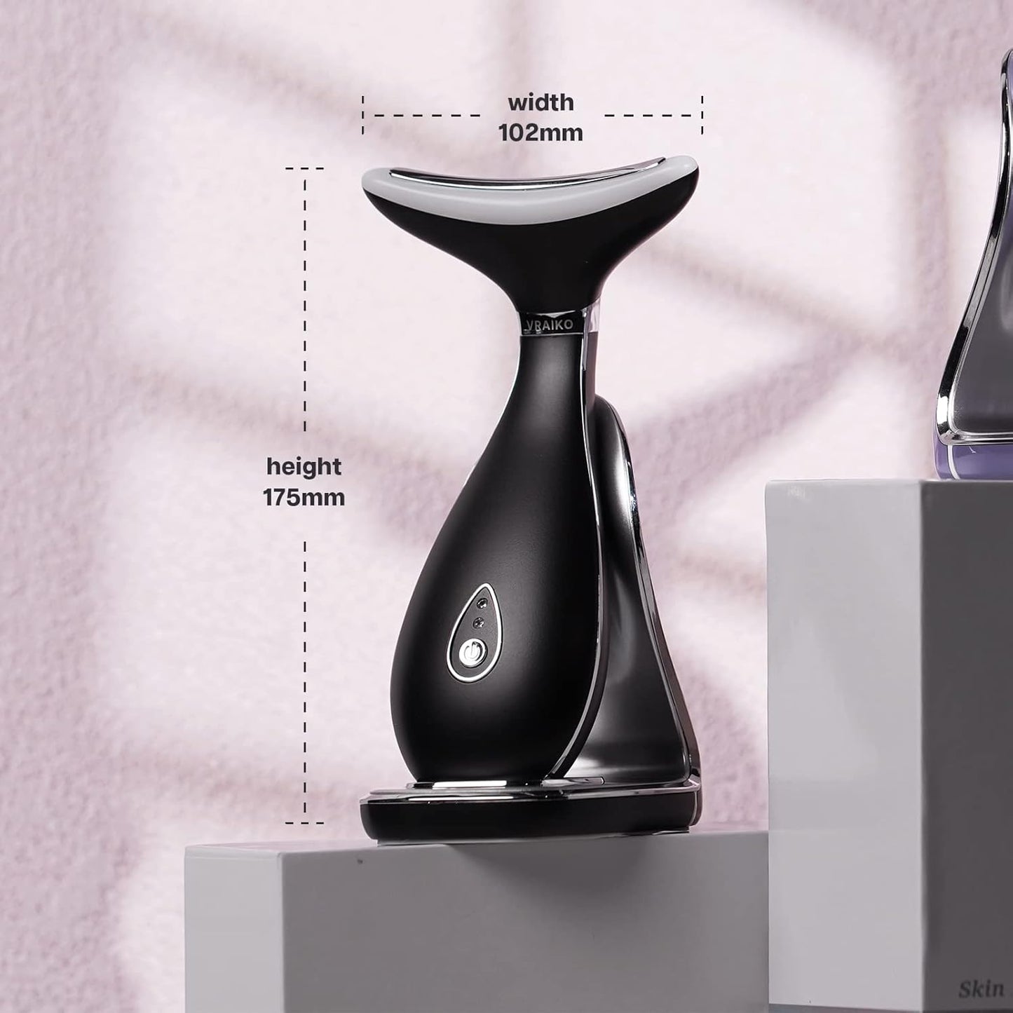 Lily Neck Face Massager, Face Sculpting Tool, Skin Rejuvenation Device with Thermal, Triple Action LED and Vibration, for Anti-Aging, Lifting and Tightening Sagging Skin (Frosted Black)