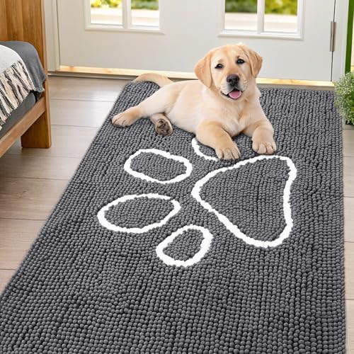 Smiry Dog Door Mat for Muddy Paws, Absorbent Non Slip Dirt Trapper by Smiry