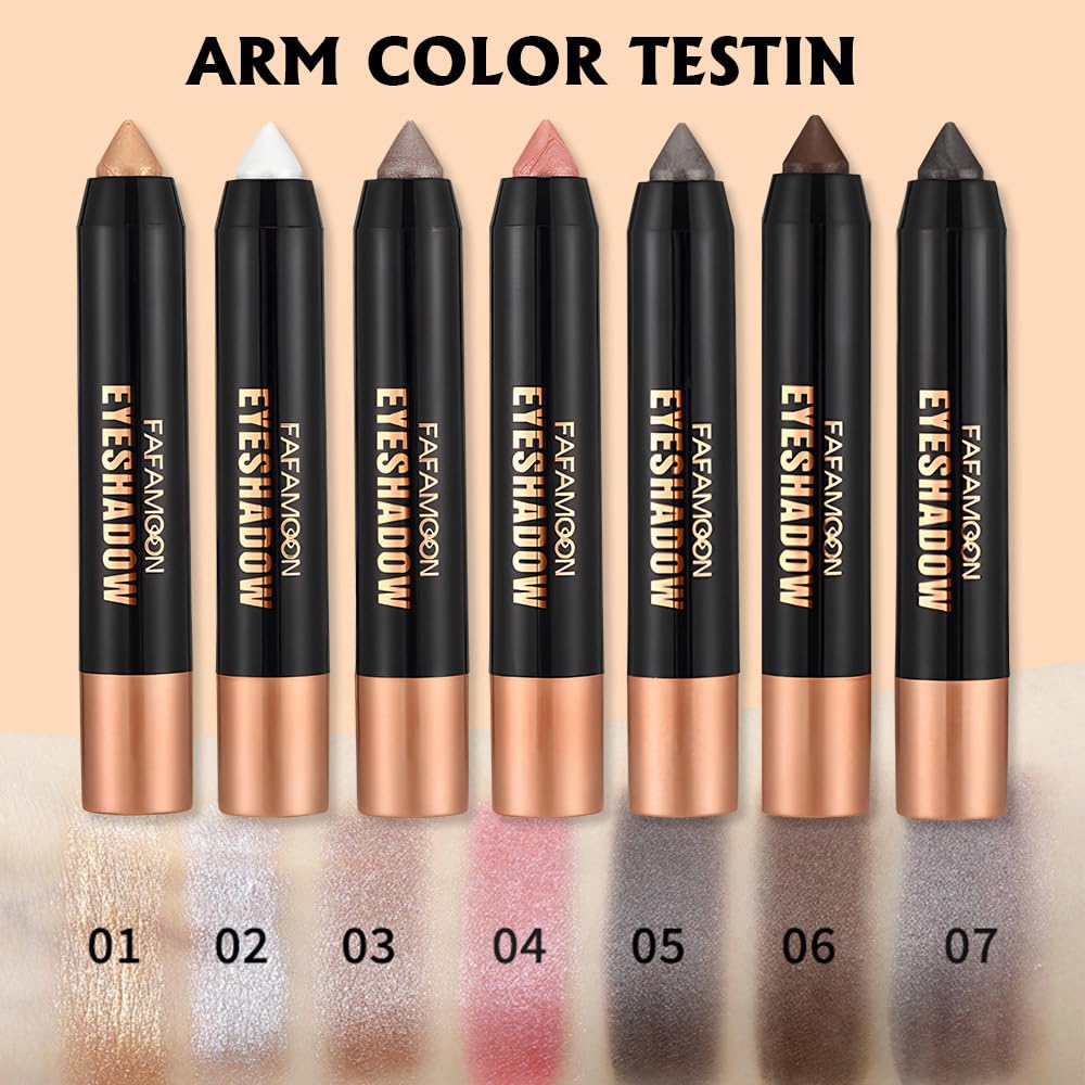 Monochrome Cream Glitter-Shimmer Eye Shadow Stick Palette makeup | 2-in-1 Eyeshadow & Eyeliner Pencil for Women | Waterproof, Vegan & Cruelty-Free | Sombras Para Ojos | 07 Shimmer Somke Grey