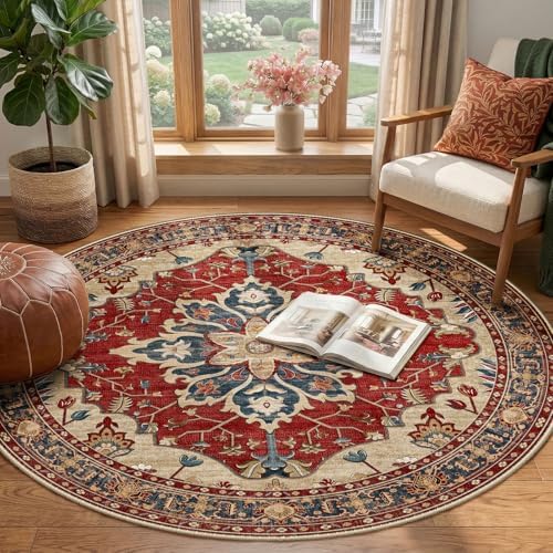RELEANY Washable Area Rug, Round 4ft - Image 2