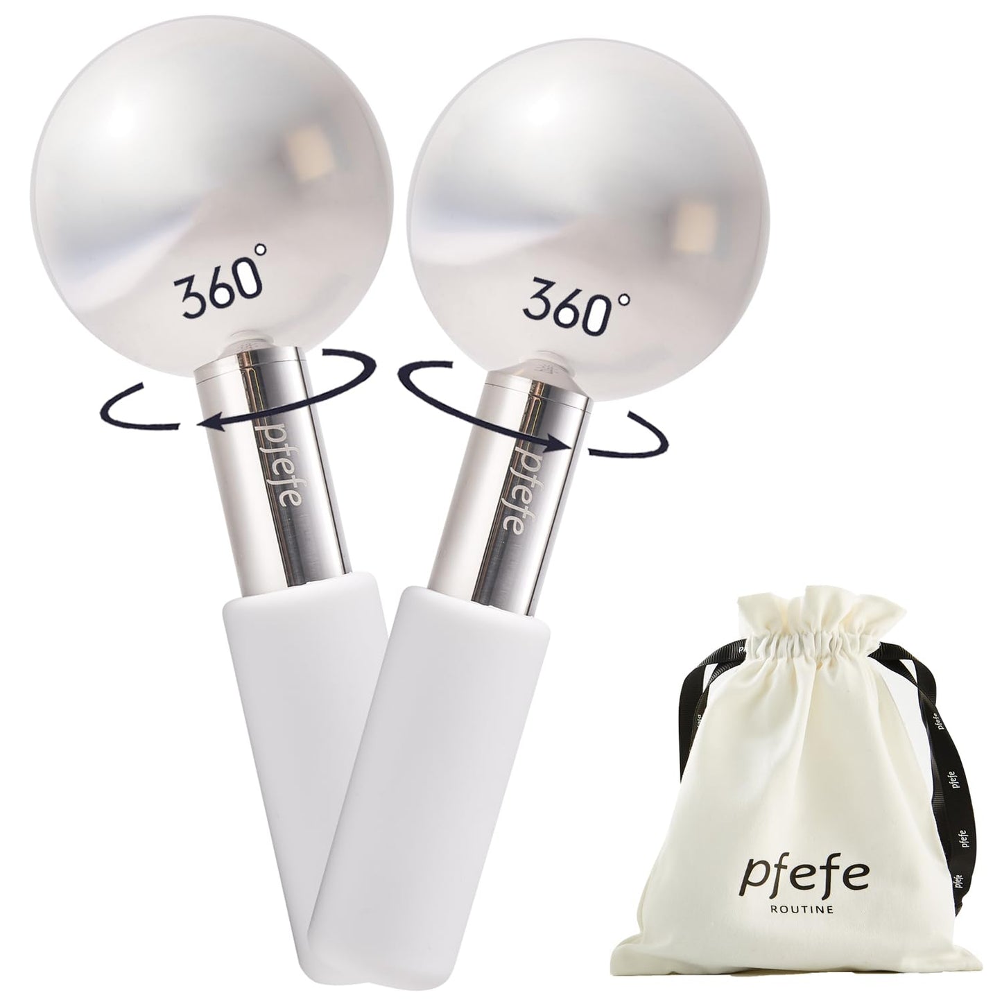 360 Rotating Ice Globes for Face & Eyes, Unbreakable Stainless Steel Cryo Sticks for Beauty Routines, Facials Cold Roller Colling Globes for Puffiness, Wrinkles, Dark Circles, Headaches