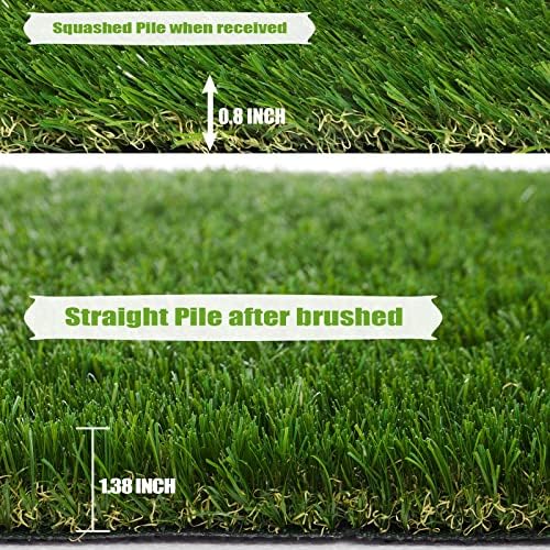 Premium Artificial Grass 3' x 49' Outdoor Rug, 1.38"" Realistic Thick Turf - Image 4