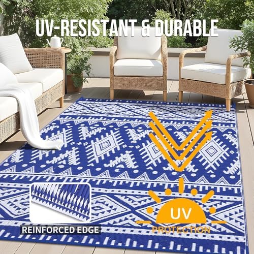 OLANLY Outdoor Rug 9x12 ft Waterproof Reversible Boho Mat - Image 4