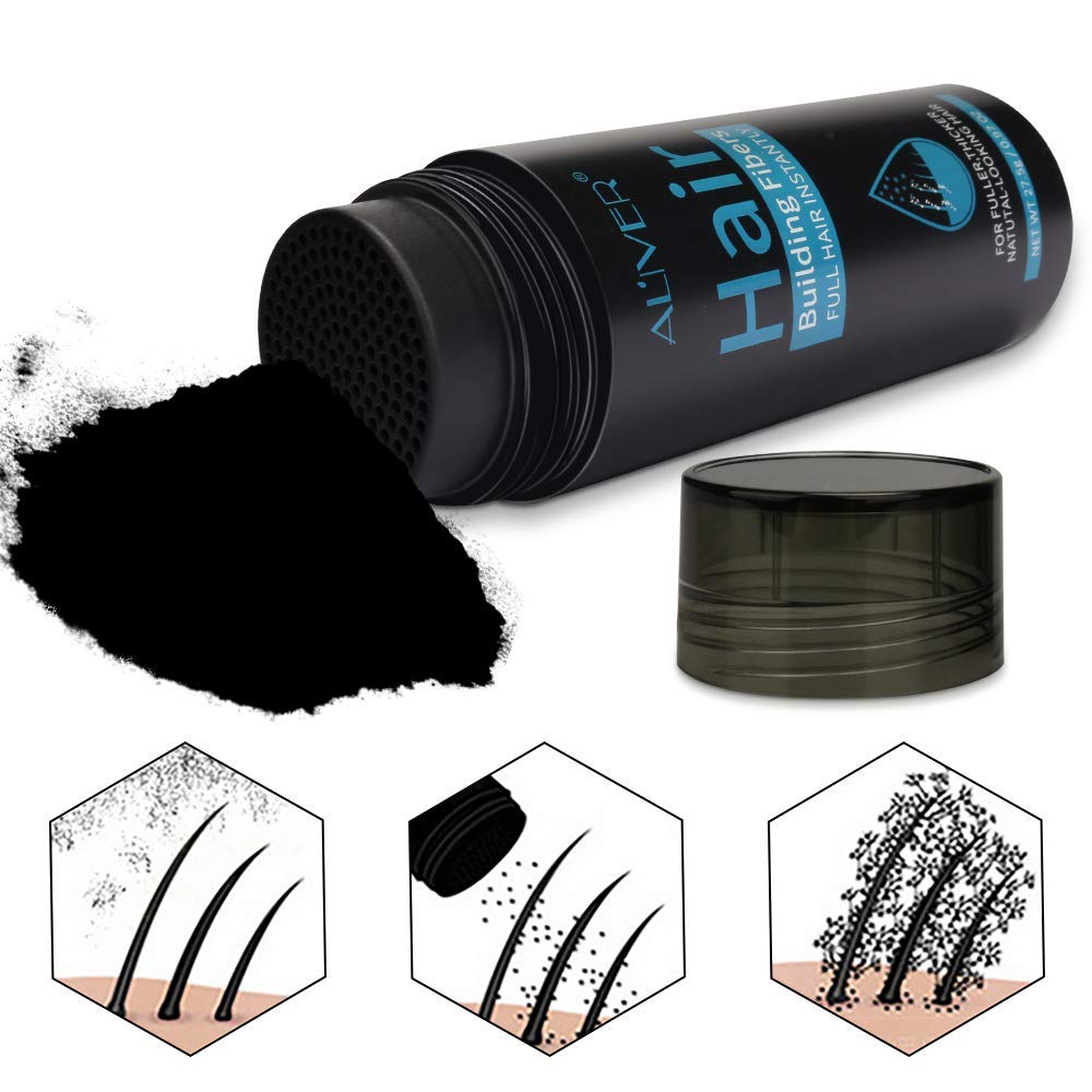 Aliver Hair Fibers for Thinning Hair with Spray Dark Brown - Undetectable Natural Formula - Thicker Fuller Hair in 15 Seconds - Conceals Hair Loss & Look Younger - Designed for Men & Women,0.97Oz