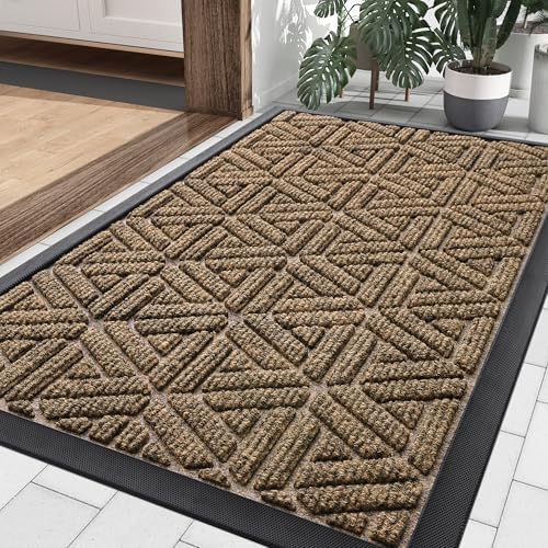 Smiry Front Door Mat Outside Entrance, Low Profile Rubber Doormat by Smiry