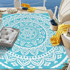 Bsmathom Waterproof Outdoor Rug 5'x8' Reversible Boho Plastic Straw Patio Deck - Image 3