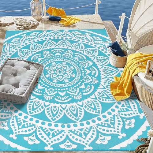 Bsmathom Waterproof Outdoor Rug 5'x8' Reversible Boho Plastic Straw Patio Deck - Image 3