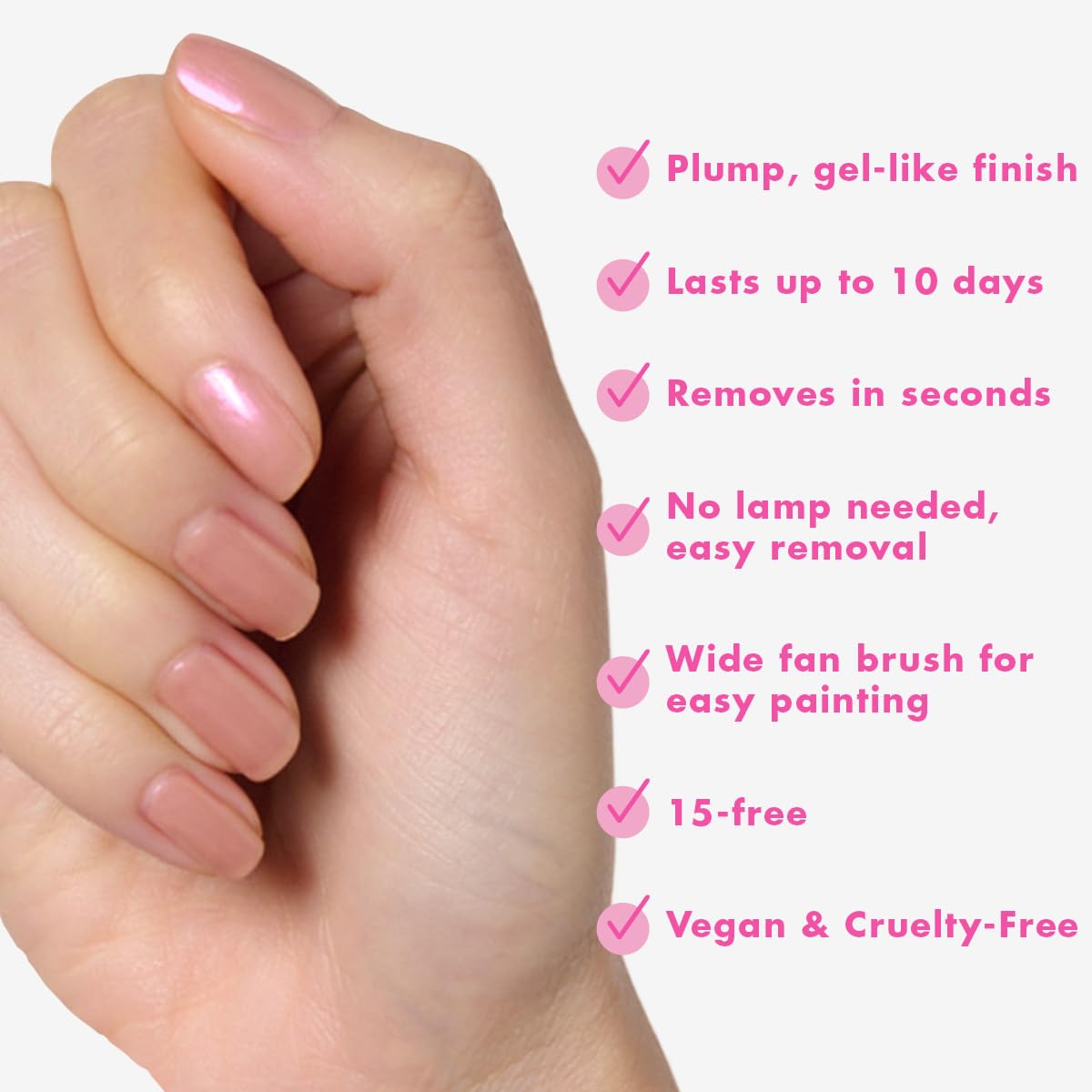 Olive & June Long Lasting Nail Polish | Plump Gel-Like Finish No Lamp Needed | Lasts up to 10 days | Salon-Quality at Home | 15-Free Vegan Cruelty-Free Chip-Resistant | Sandy Scallop Golden Iridescent
