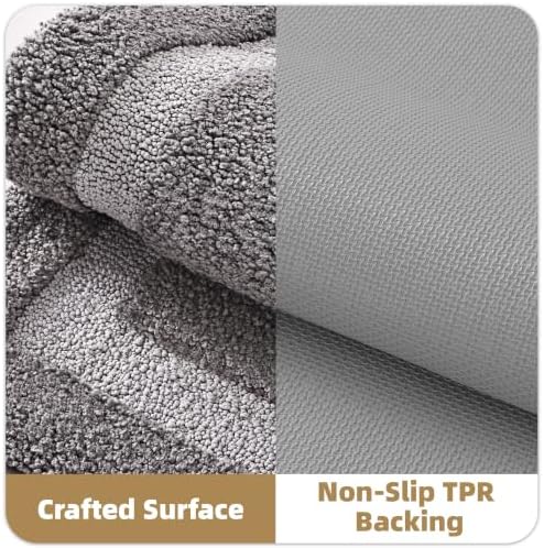 Color&Geometry Mini Gray Bathroom Rugs 24x16, Extra Soft Absorbent Microfiber - Image 6