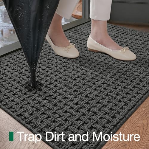 LUMI Washable Indoor Door Mat for Entryway 17x30, Entrance Mat, Deep Gray - Image 3