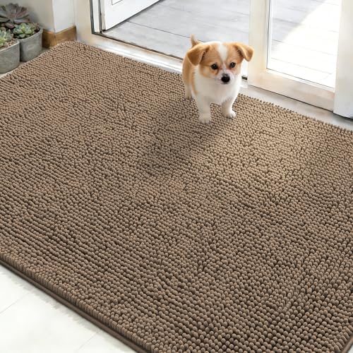 OLANLY Dog Door Mat for Muddy Paws 48x30, Super Absorbent Chenille Mud Mat by OLANLY
